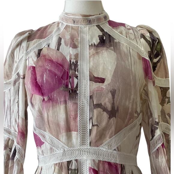 Ted Baker London Dress 4 6 Semi Formal Mini Small Linen Long Sleeve Fleurz $450 - Picture 13 of 17